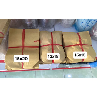 100 túi giấy kraft vàng gói bánh tráng nướng, chuối chiên nhiều size (15x20/15x15/13x18)