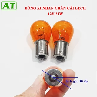 2 Bóng đèn xi nhan ô tô chân cài lệch 12V 21W màu vàng 1 tóc