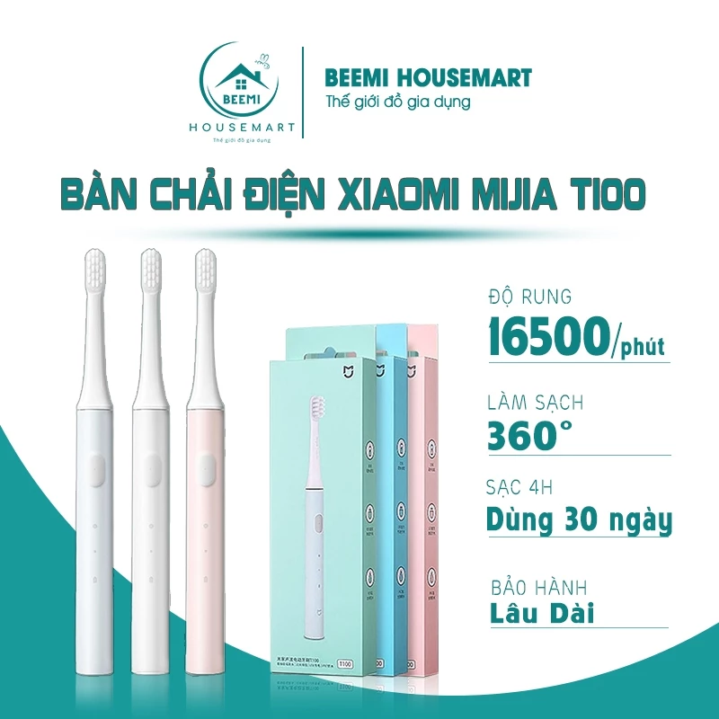 Bàn chải điện Xiaomi Mijia T100 [CHÍNH HÃNG] - Bàn Chải Đánh Răng Chăm Sóc răng Miệng Kháng Nước IPX7