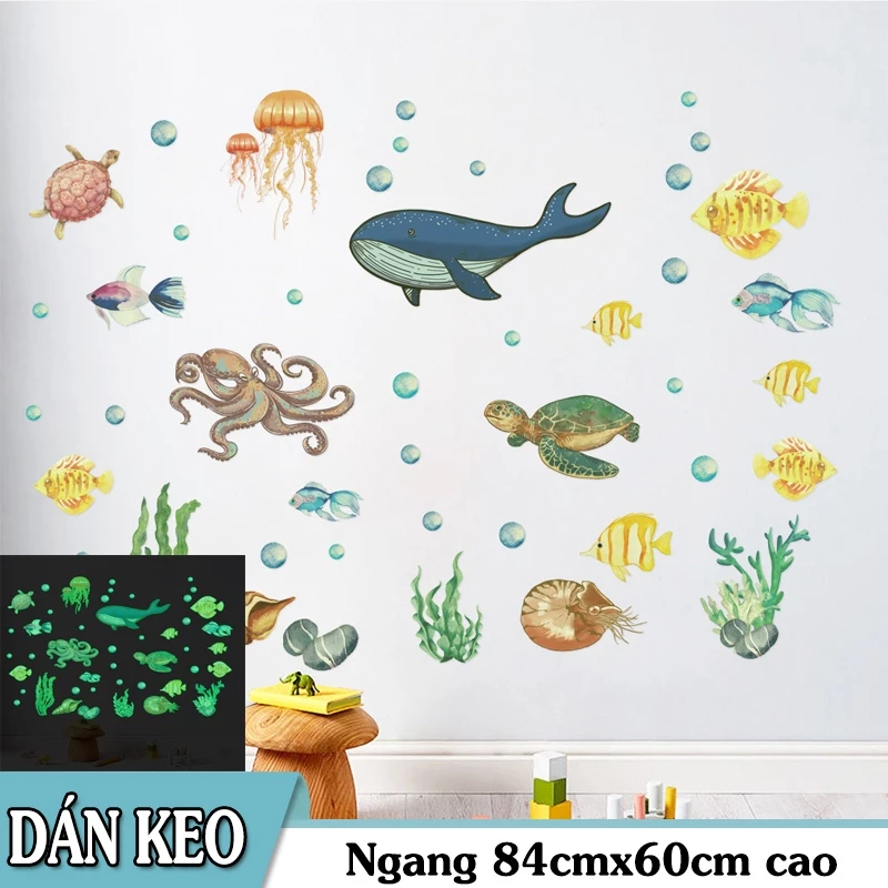 Decal trang trí tường - Những người bạn dưới biển dễ thương