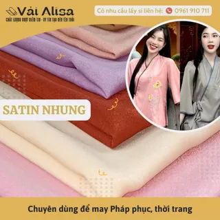 Vải Satin nhung bề mặt bóng mượt, mềm mại, dùng may Áo Dài, Đầm, Váy, Áo Kiểu, Quần Áo Dài