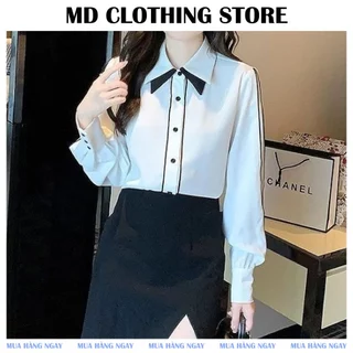 Áo Sơ Mi Thời Trang Công Sở Nữ Md Clothing Cao Cấp, Chất Lụa Sọc Mềm Mịn, Thấm Hút Mồ Hôi, Phong Cách Trẻ Trung