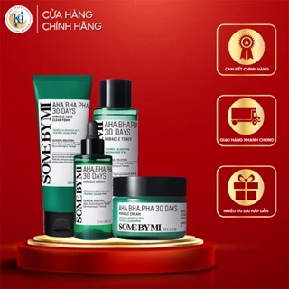 Bộ 4 SP Giảm Mụn Dưỡng Da Some By Mi AHA-BHA-PHA 30 Days Miracle (SRM Acne 100ml + Toner 150ml + SR 50ml + Kem 50ml)