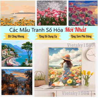 Tranh tô màu sơn dầu số hóa DIY khổ 40x50 cm khung căng sẵn