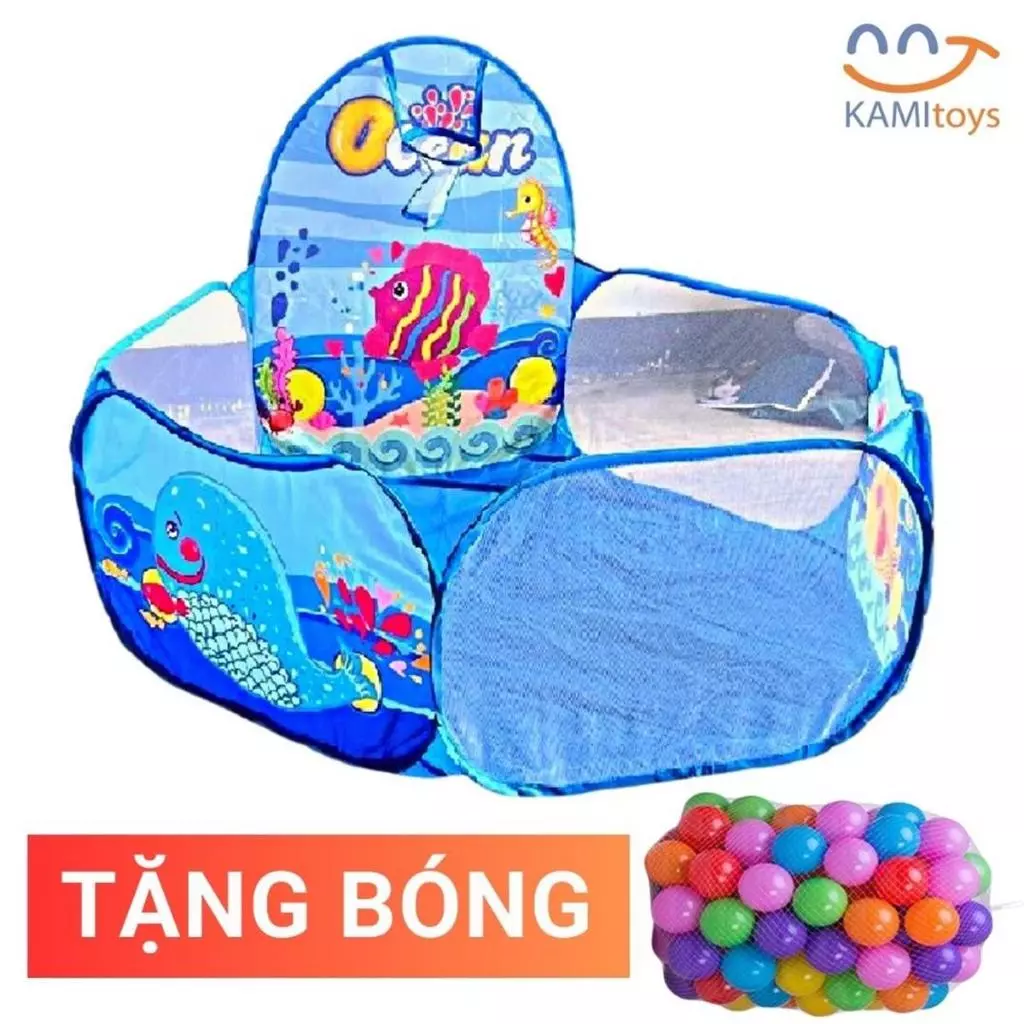 Nhà bóng cho bé tự bung gấp gọn Tặng bóng (Chọn mẫu) lều banh bóng rổ khung thép dẻo vải dù mã 50079