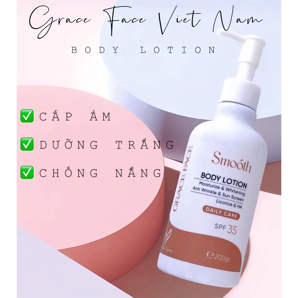 Sữa dưỡng thể toàn thân dưỡng ẩm trắng sáng da Grace Face Smooth Body Lotion 200ml