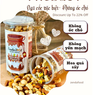 Ngũ cốc không óc chó, không yến mạch ZENDA.FOOD, granola có hoa quả sấy hộp 500gr