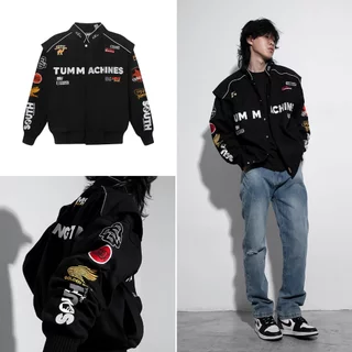 Áo khoác nam 100% cotton Tum Machines Racing Team Jacket - Black