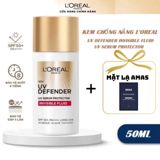 Kem chống nắng L'Oreal Paris UV Defender Serum x20 50ml SPF 50++ , Chống nắng siêu đỉnh , kiềm dầu , dành cho da dầu mụn