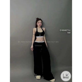 Set áo croptop ba lỗ kèm quần dài thể thao ! 230k