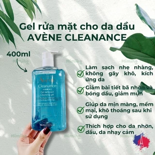 (Chính hãng) Gel rửa mặt Avene 400ml dành cho da nhờn mụn, da nhạy cảm ,(09/2025) Có tem phụ, tem  Đọc mô tả