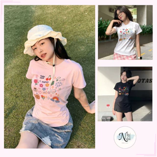 Áo Baby Tee NhiNaa Store In Hình Icon Happy A51078