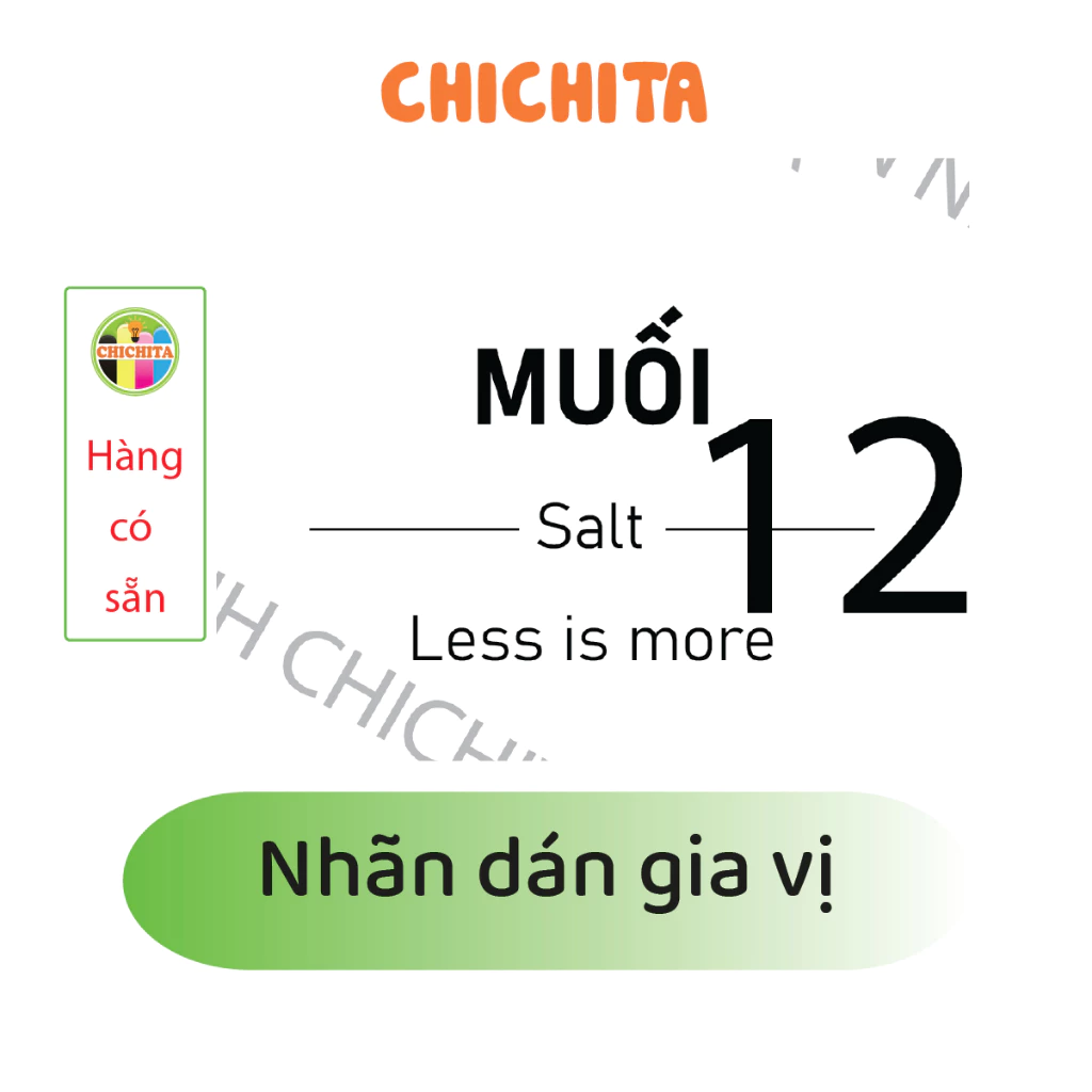Set 10 - Nhãn dán gia vị nhà bếp Chichita: muối, mằm, đường Có sẵn