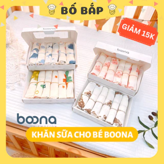 Khăn sữa cho bé Boona vải muslin cao cấp, khăn xô sữa cho bé sơ sinh, set 6 khăn 30 x 30 cm - Bố Bắp