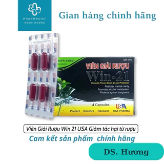 Viên giải rượu Win-21 USA hộp 4V, Uống 2 viên chống say trước khi uống rượu bia, Giúp giải rượu nhanh chóng giải độc gan