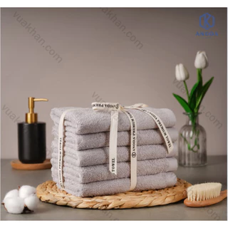 Khăn Tắm Xuất Hàn Set 5 cái Khăn gội 40x80cm Trọng lượng 130g 100% Cotton Cao Cấp Anoda 30s