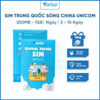 Sim Trung Quốc Hong Kong Macao Sóng China Unicom Không Giới Hạn Data Dễ Dàng Sử Dụng 500MB - 500MB - 1GB/ Ngày TWISE