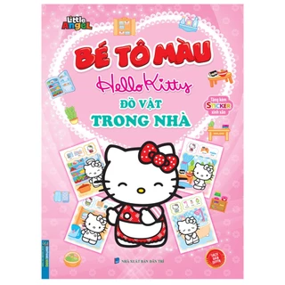 sách - Bé tô màu Hello kitty - đồ vật trong nhà ( tặng kèm sticker xinh xắn )