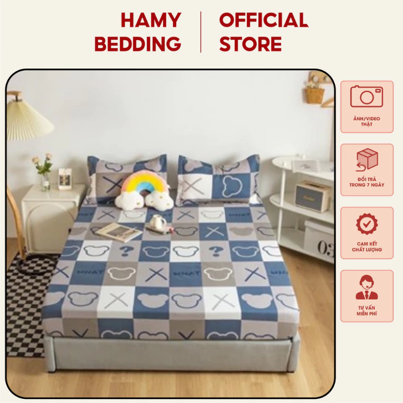 Bộ Chăn Ga Hè Poly Cotton Họa Tiết Hoạt Hình Dễ Thương Nằm Siêu Mát Chất Mềm Mịn Cao Cấp 3