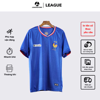 Bộ quần áo đá bóng tuyển Pháp Leaguestore - áo bóng đá sân nhà màu xanh dương bản Fans mùa 24/25 vải thái form âu