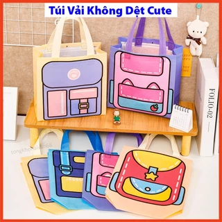 Túi vải không dệt cute nhiều hình dễ thương đa năng chống thấm nước  thiết kế kèm quai đeo chắc chắn