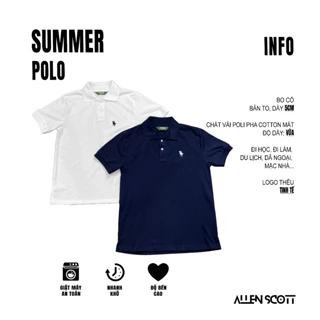 Áo Polo Nam AS Trơn Basic Logo Thêu Cổ Bẻ Menswear Cotton Ngắn Tay Có Cổ