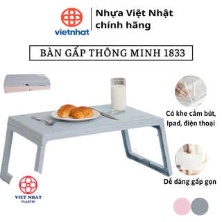 Bàn nhựa gấp gọn có khe cắm bút, để ipad 1833 - Nhựa Việt Nhật chính hãng