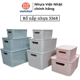 Rổ nhựa có nắp đựng đồ đa năng 3386 - Nhựa Việt Nhật chính hãng