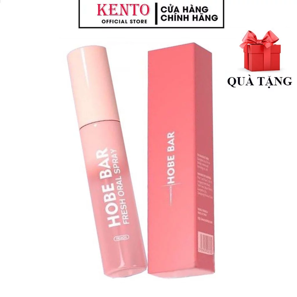 Xịt thơm miệng HOBEBAR 20ml thơm miệng hương đào loại bỏ vi khuẩn gây hôi miệng không chất bảo quản giữ mùi lâu