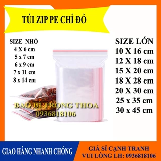 1KG Túi zip PE túi zip viền đỏ, dai, chắc chắn