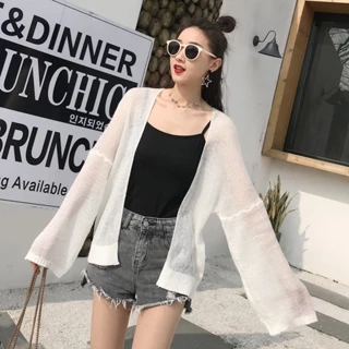 Áo Khoác Cardigan Đi Biển Mùa Hè Len Mỏng Kiểu Dáng Hàn Quốc Chất Len Đẹp Phong Cách Trẻ Trung Quyến Rũ (T Trang)