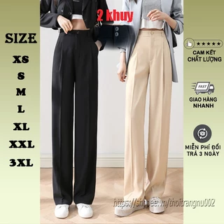 Quần ống rộng nữ quần tây dáng suông bigsize màu đen dáng dài lưng cao chất dày cao cấp culottes khóa trước co giãn A01