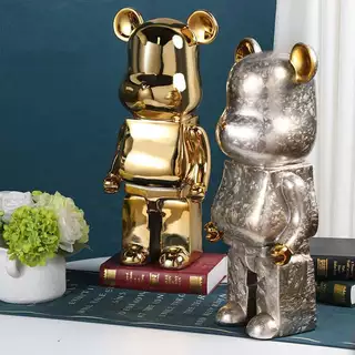 Mô hình gấu bearbrick trang mạ atm bạc nhiều màu sắc deco phòng cao cấp dể thương 28cm