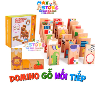 Đồ chơi Domino gỗ nối tiếp 28 chi tiết cho bé - đồ chơi xếp hình gỗ montessori giúp bé phát triển trí tuệ