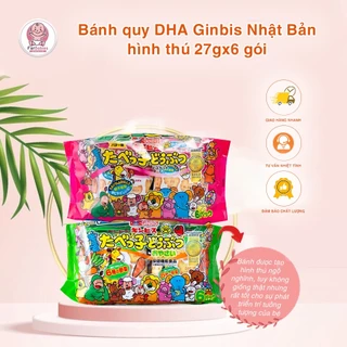 Bánh quy DHA Ginbis Nhật Bản hình thú 27gx6 gói