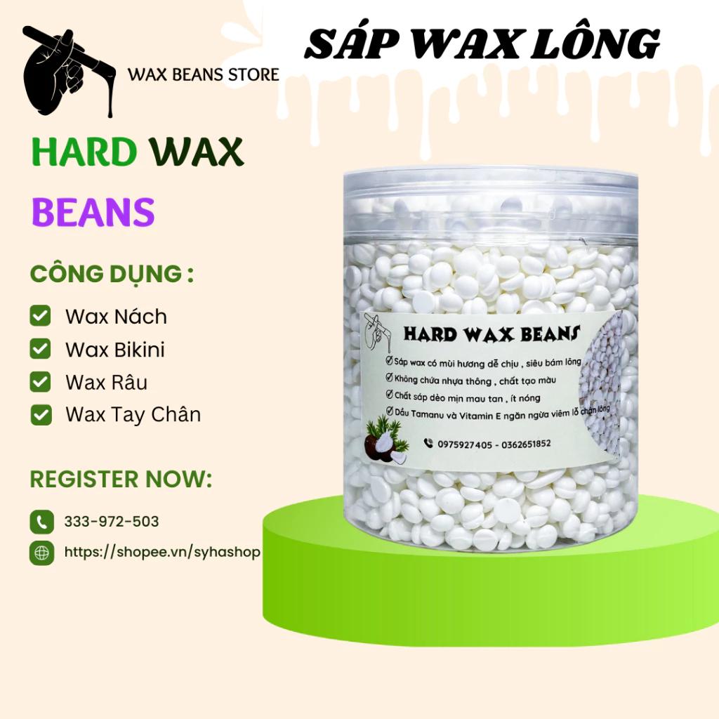 Sáp wax lông nóng Hard Wax Beans Nhập Khẩu Dạng Hũ Siêu Thơm ,Siêu Bám Lông