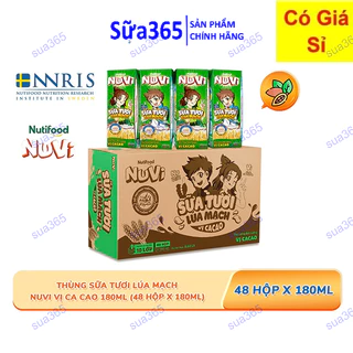 THÙNG 48 HỘP NuVi Sữa Tươi Lúa Mạch Vị Cacao Hộp 180ml