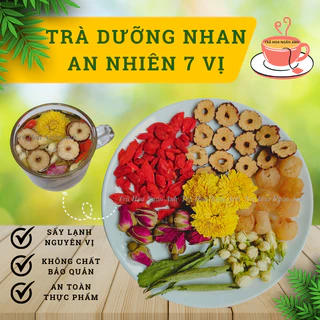 Trà 7 vị thảo mộc dưỡng nhan an nhiên đẹp da, ngủ ngon mát gan giải độc, cỏ ngọt, kỷ tửTrà Hoa Ngân Anh