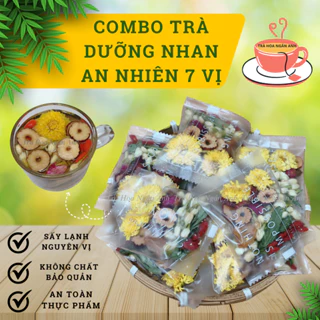 Combo 35 gói trà an nhiên 7 vị thảo mộc dưỡng nhan đẹp da ngủ ngon mát gan, bổ khí dưỡng huyết 10gram,Trà Hoa Ngân Anh