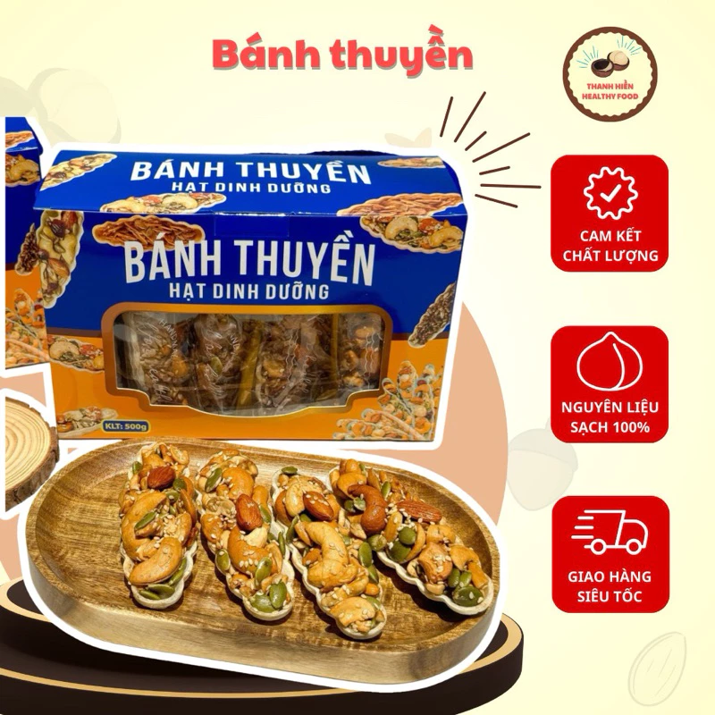 Combo 500gram Bánh Thuyền + Rong biển kẹp hạt dinh dưỡng, hỗ trợ ăn kiêng