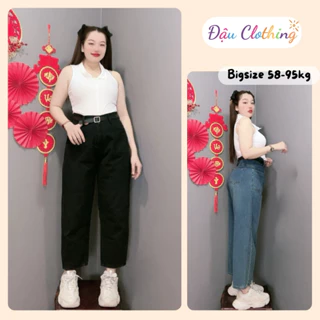 Quần Jean Nữ Bigsize Ống Rộng Dáng Baggy Lưng Cao Tôn Dáng Dễ Phối Đồ Túi Trước J8 58-93kg