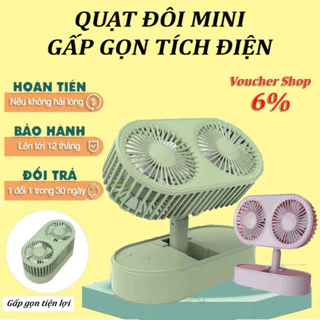 Quạt tích điện gấp gọn, quạt cầm tay tích điện xoay 360 độ siêu mát pin cực khỏe, quạt mini, quạt để bàn mini