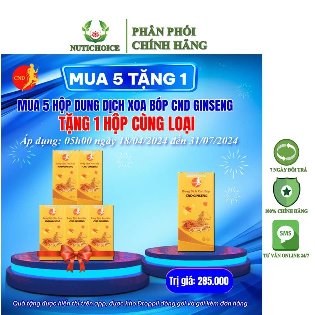 Dung dịch cao xoa bóp Tây Dương Sâm (Sâm Bắc Mỹ, Sâm Canada) CND Ginseng giảm đau nhức xương khớp, cơ bắp - Chai 100ml