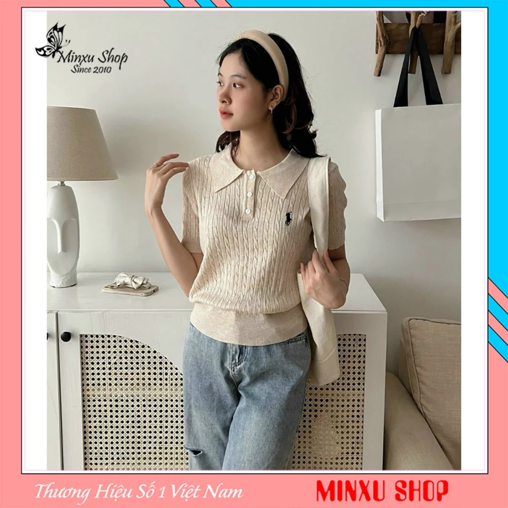 Áo Polo Len Ngựa, Áo Len Cộc Tay Vặn Thừng QC Minxu Shop POLO14