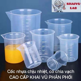 Cốc nhựa PP KHÔNG QUAI chia vạch có mỏ chịu nhiệt thí nghiệm