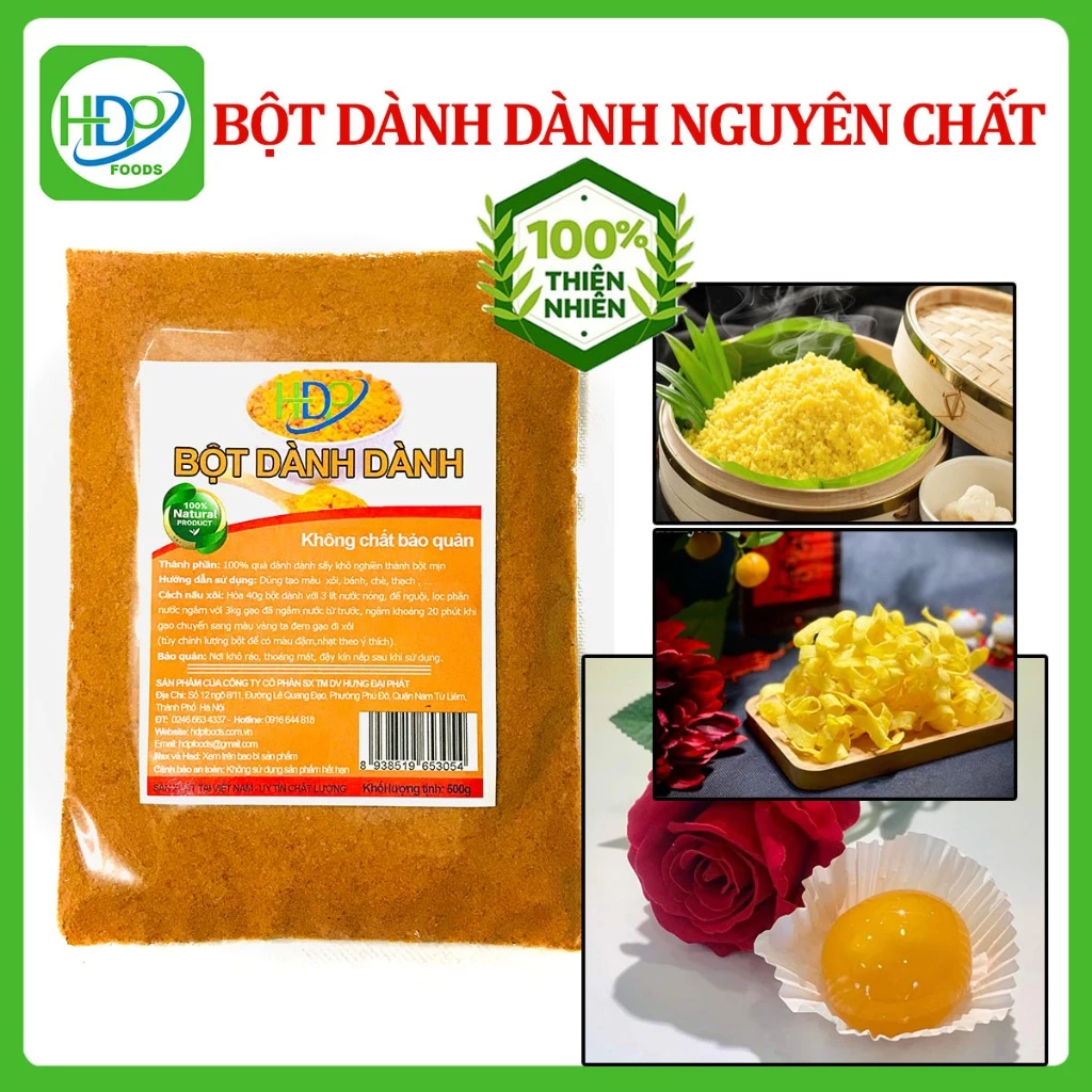 Bột dành dành ĐÌNH BẢNG loại 1 TG FOODS 500g- 1kg, bột tạo màu tự nhiên màu vàng xôi, bánh, thạch