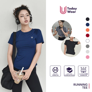 Áo thun thể thao nữ Running Tee tập gym yoga cổ tròn ngắn tay vải thoáng mát co giãn Today U Wear