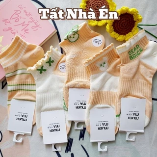 Tất vớ nữ cổ ngắn cotton màu cam pastel