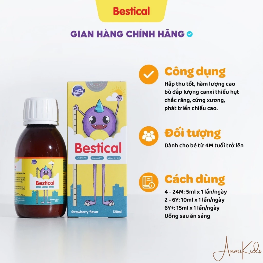 Canxi Bestical - Canxi sinh học cho bé, hỗ trợ xương chắc khỏe, phát triển chiều cao