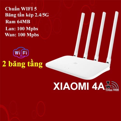 Bộ phát wifi Router wifi Xiaomi 4A,2 băng tầng, 4 anten,hỗ trợ kích sóng, repeater mạnh,padavan tiếng việt